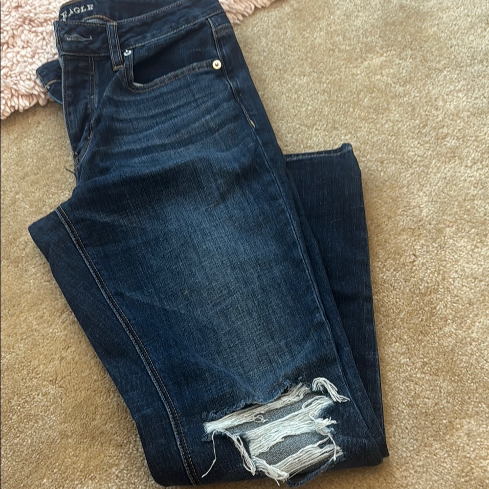 American Eagle Outfitters Blue  Jeans with Distressed Details